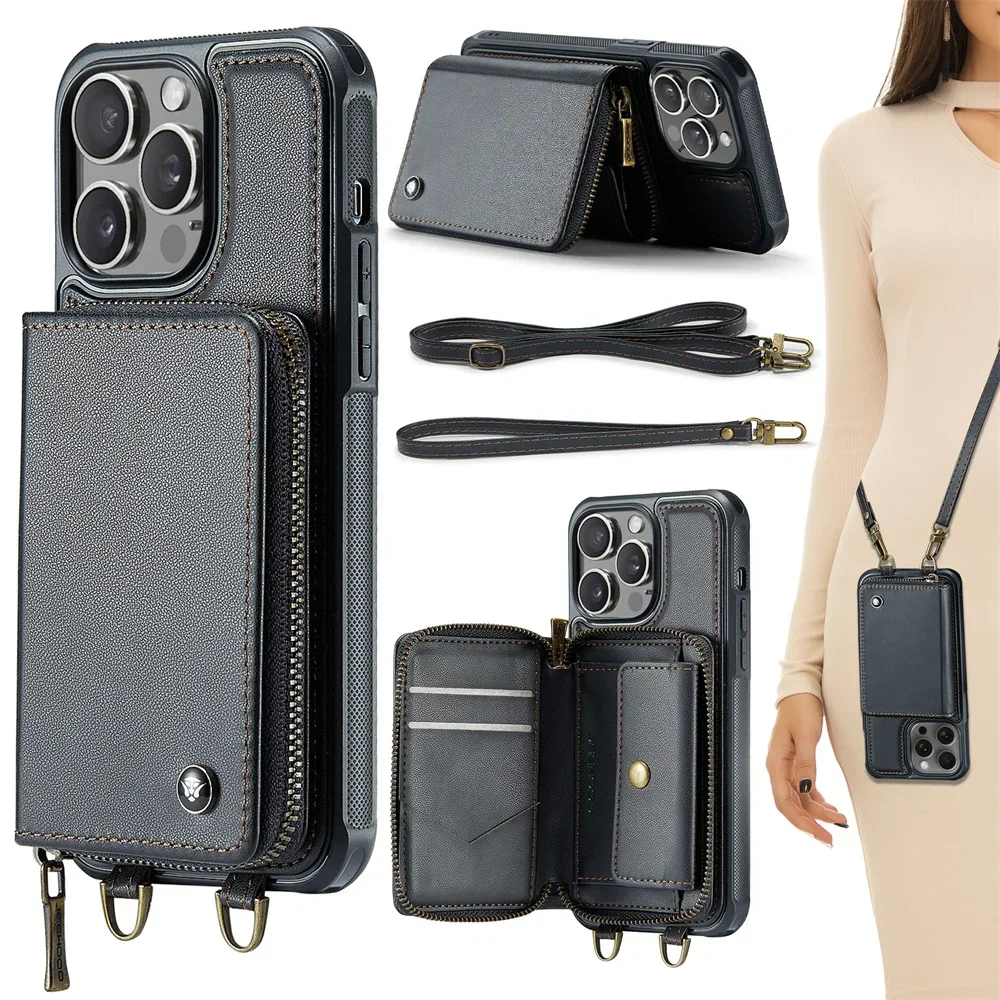 Leather Folio Wallet Case - iPhone 17 16 15 14 13