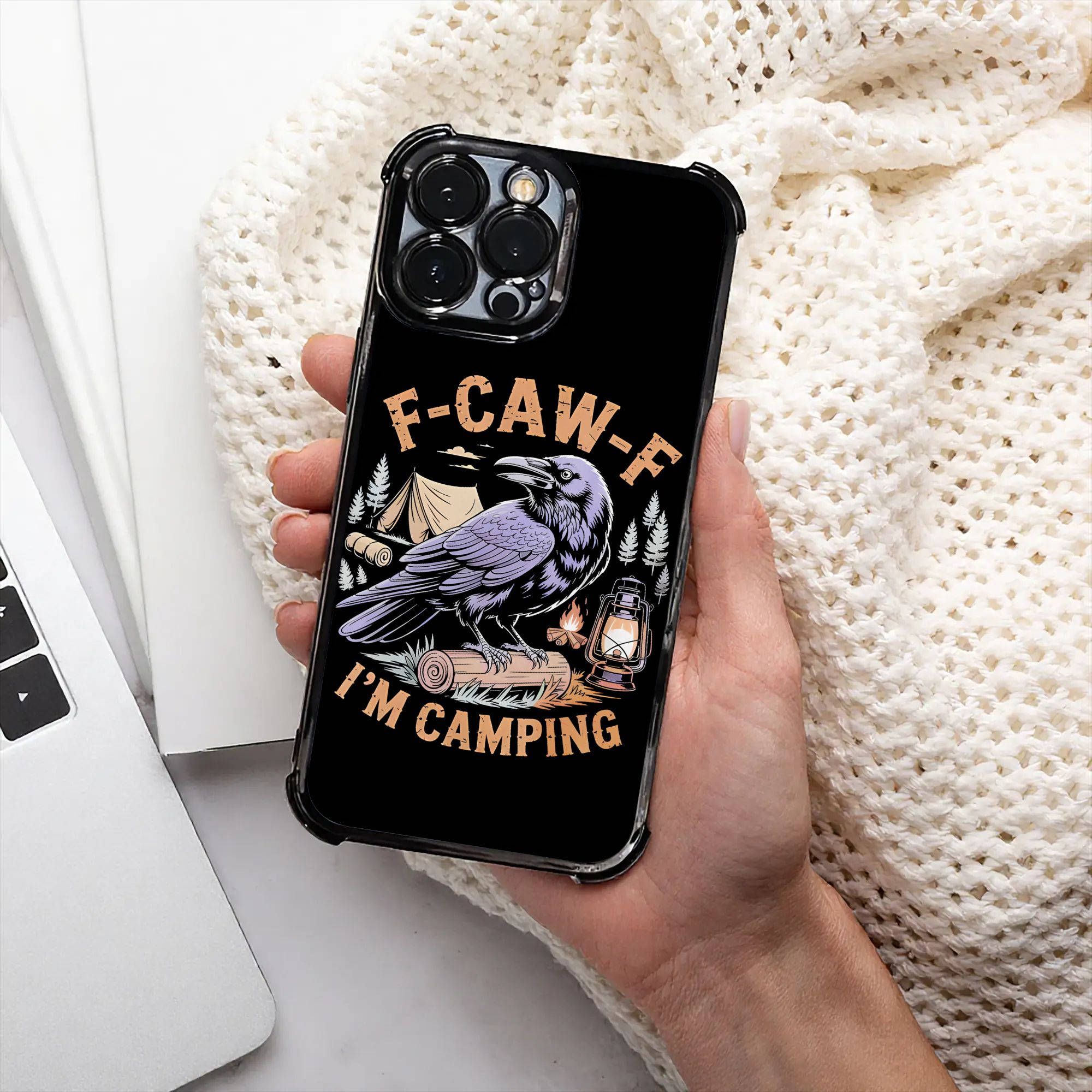 Phone Cases Funny - 面白いレイヴン F CAW F I'm Camping