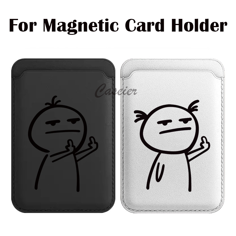Phone Cases Quirky - 面白い漫画のラインフィギュアカードホルダー、MagSafe対応マグネット式ウォレット、iPhone 17 Pro Maxケース、Galaxy S26、Samsung Ultraカバー用