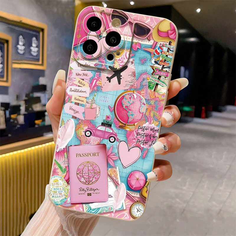 Phone Cases Drop Proof - 旅行飛行機プリントマット加工耐衝撃スマホケース iPhone 17 16 15 14