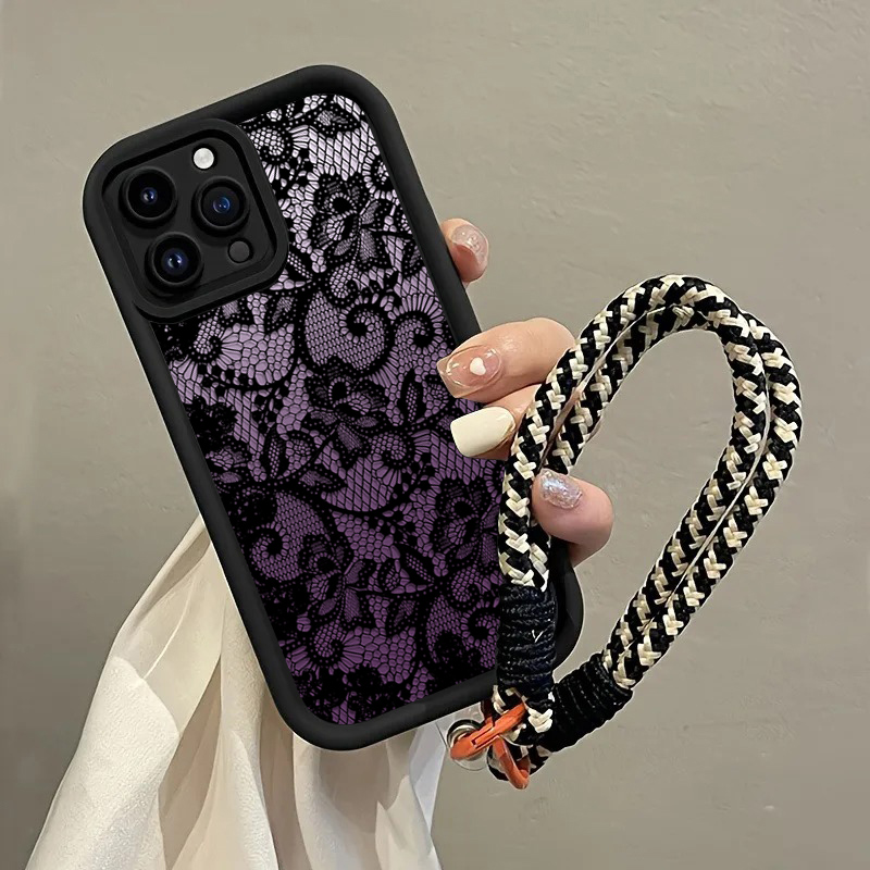 Phone Cases Purple - 黒紫レースハングストラップ付きスマホケース Samsung Galaxy Note 20 S24