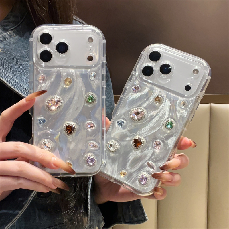 Phone Cases Korea - 韓国カラージェムストーン樹脂製キュートなiPhoneケース iPhone 17 Pro 16 15