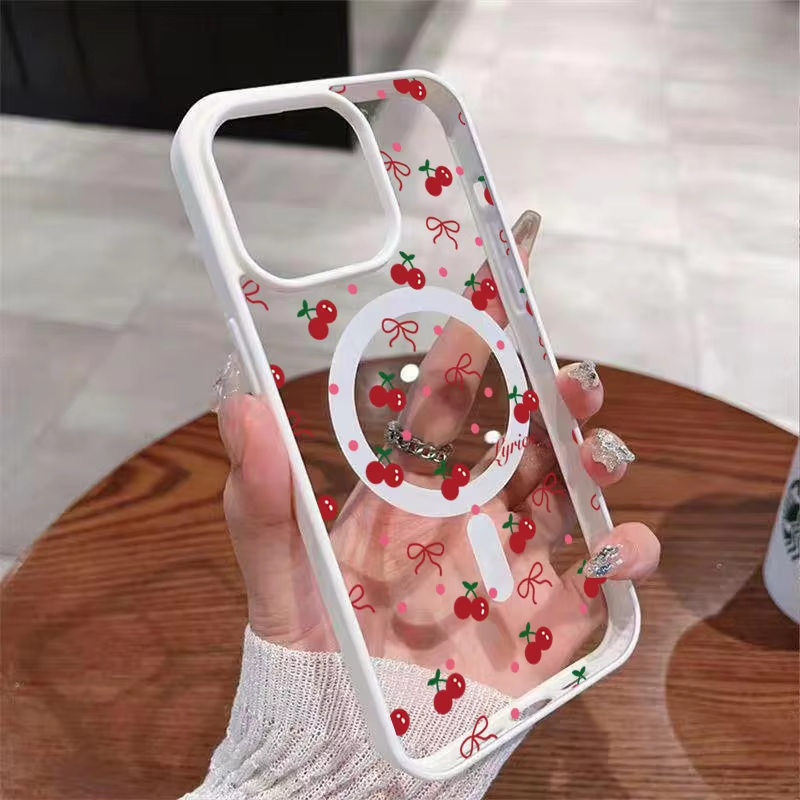 Phone Cases Hard - 赤い桜柄のマグネット式iPhoneケース iPhone 17 16 15 14