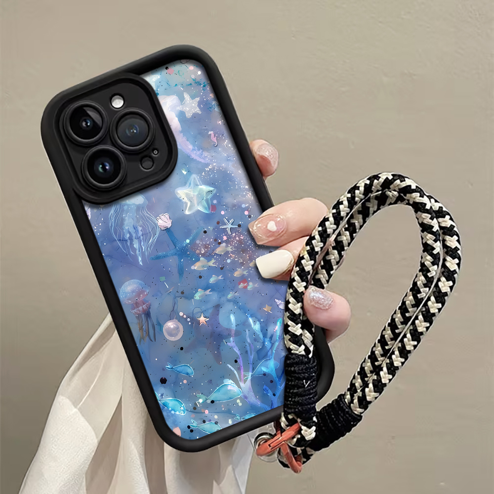 Phone Cases Purple - 青紫のクラゲ柄ストラップ付きスマホケース Samsung Galaxy Note 20 Ultra