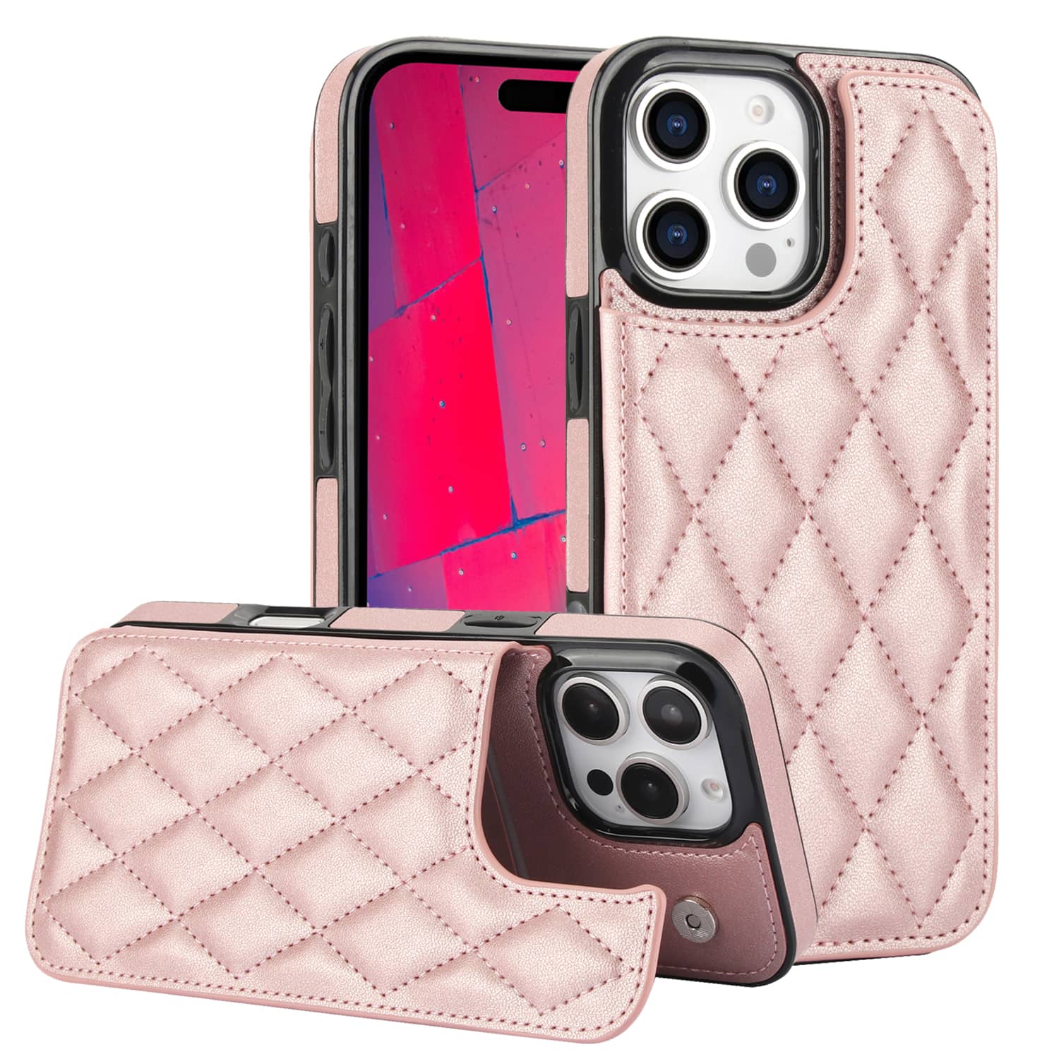 Leather Folio Wallet Case - 女性用カードスロット付きフェイクレザーフラップケース,iPhone 16 pro max用デラックスPUウォレットケース