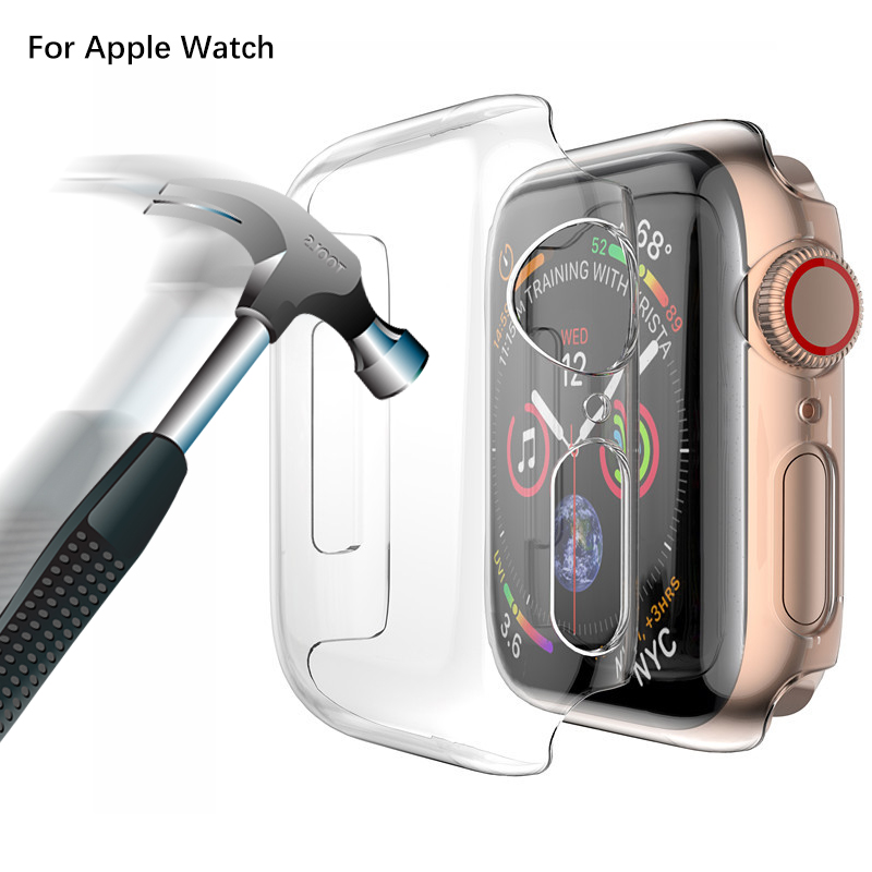 Transparent Thin Case - Apple Watch用の超薄型ハード保護ケース,透明シェルフレーム,iwatchシリーズ用カバー4/5/6/44/40mm, 1個