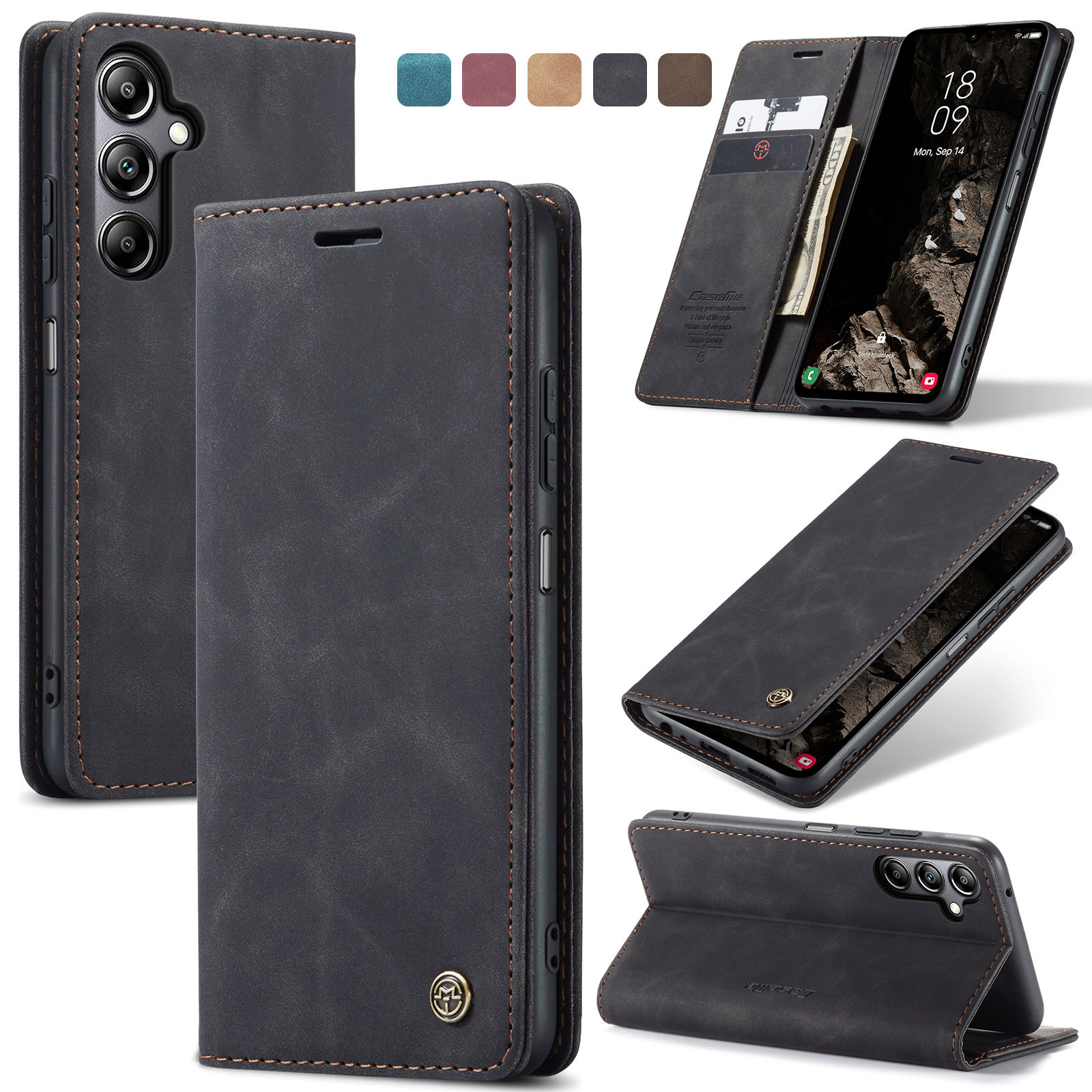 Leather Folio Wallet Case - フリップウォレットケース Samsung Galaxy A55 5G A35