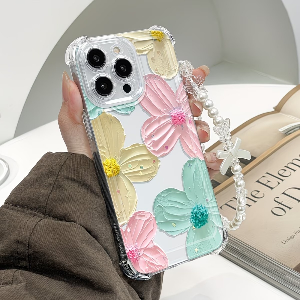 Phone Cases Drop Proof - カラフルな花柄クリアTPU四隅耐衝撃スマホケース iPhone 18 17 Air 16