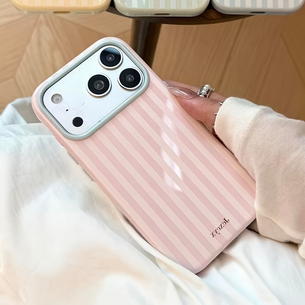 Phone Cases Korea - 高級韓国ファッションストライプキャンディカラー ソフトフォンケース iPhone 18 17 16