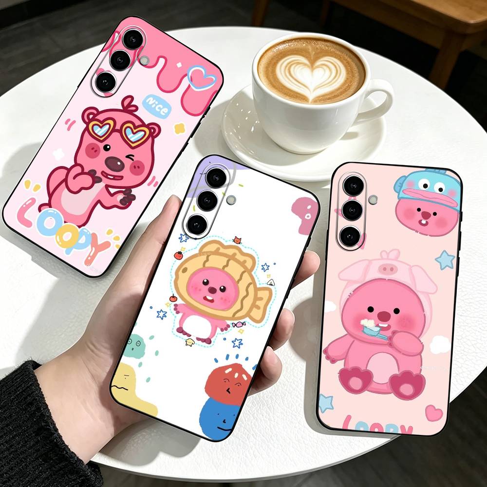 Phone Cases Loopy - c-Cute L-Loopys ギフト電話ケース ブラック シリコン ソフト