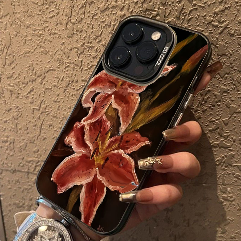 Phone Cases Drop Proof - 油絵ユリの花レトロ柄 Xiaomi Poco X7 X6 X5