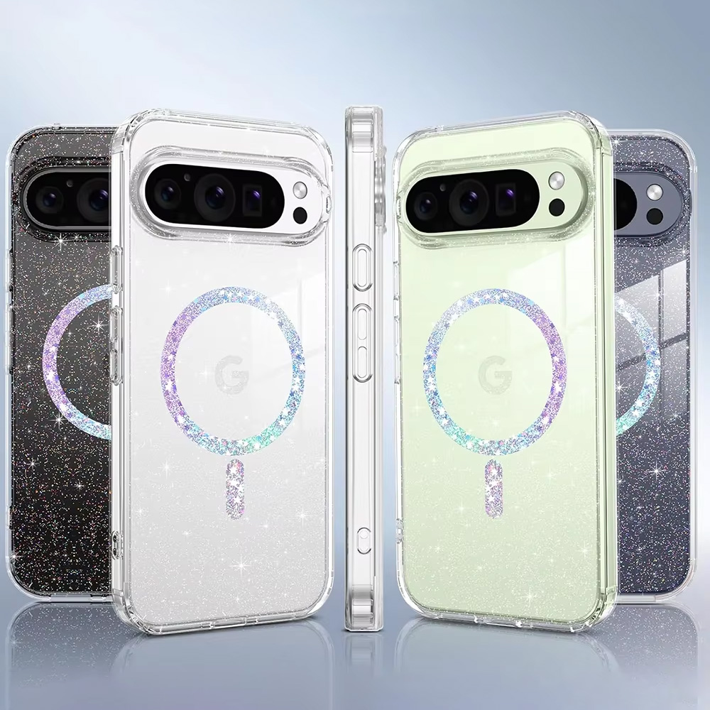 Transparent Thin Case - 透明スターマグネット式電話保護ケース Google Pixel 11 10ProXL 9ProXL