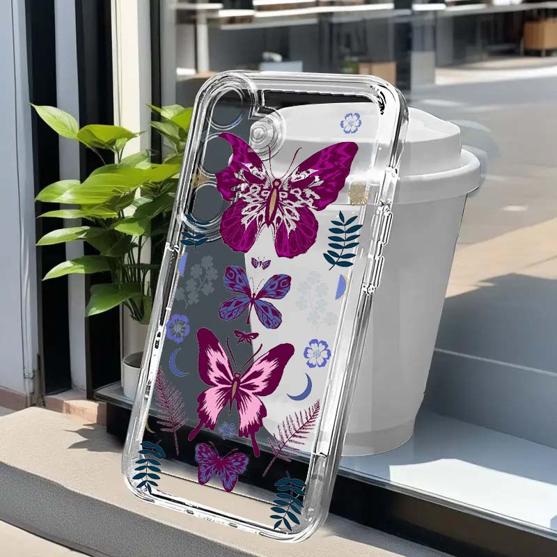Phone Cases Purple - 紫の蝶柄スマホケース Samsung Galaxy A73 A72 A71