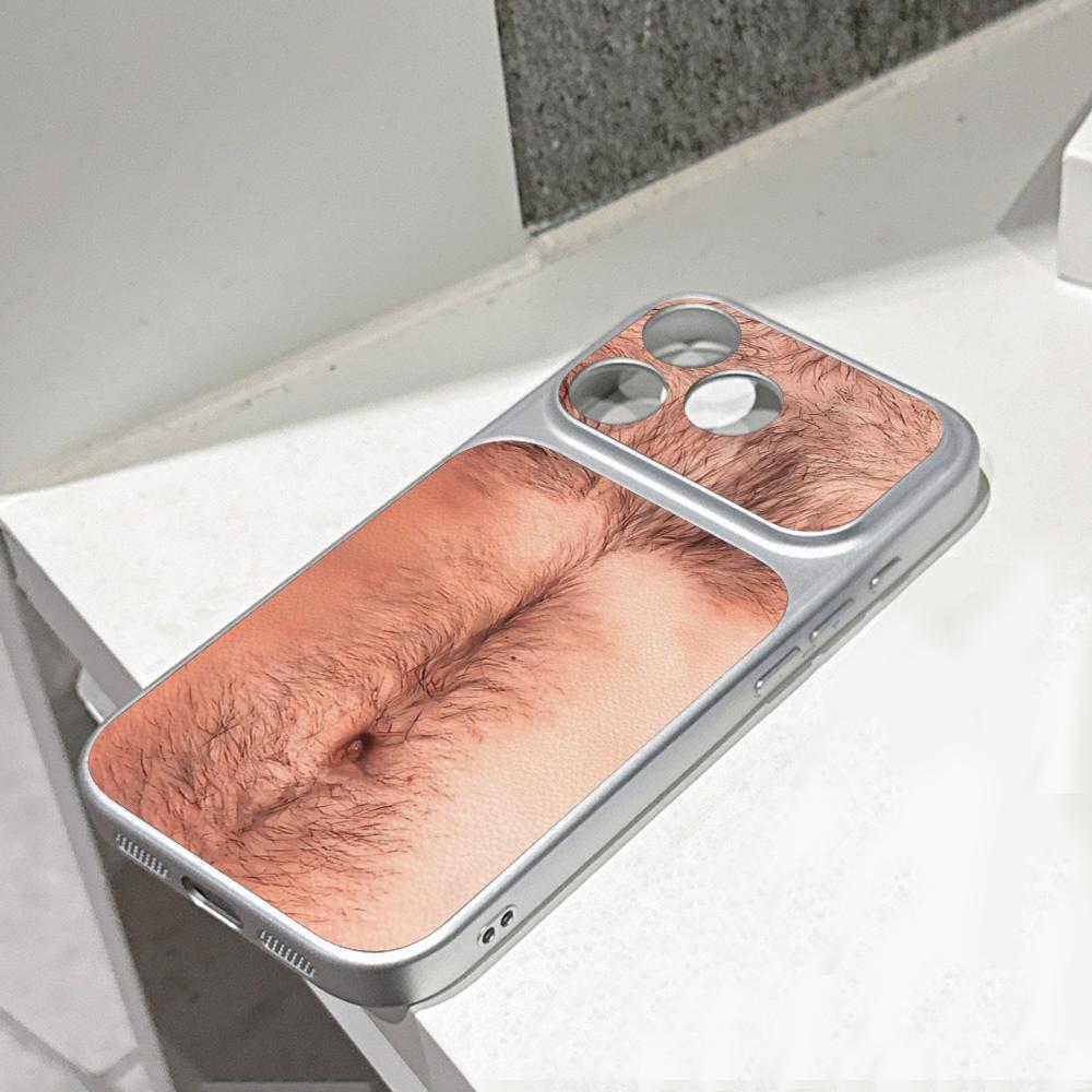 Phone Cases Funny - 毛深い胸を持つ面白いハロウィンコスチュームお父さん風スマホケース 電気メッキシルバーラムスキンシェル iPhone 17 16 15