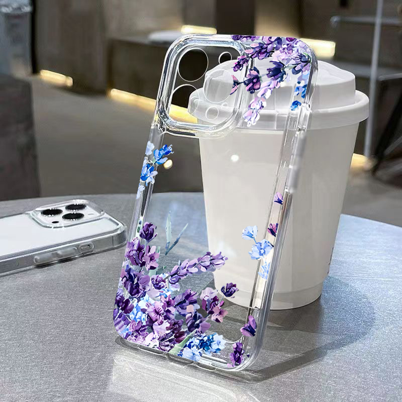 Phone Cases Purple - パープルフラワー ソフトTPU製 iPhoneケース iPhone 17 16