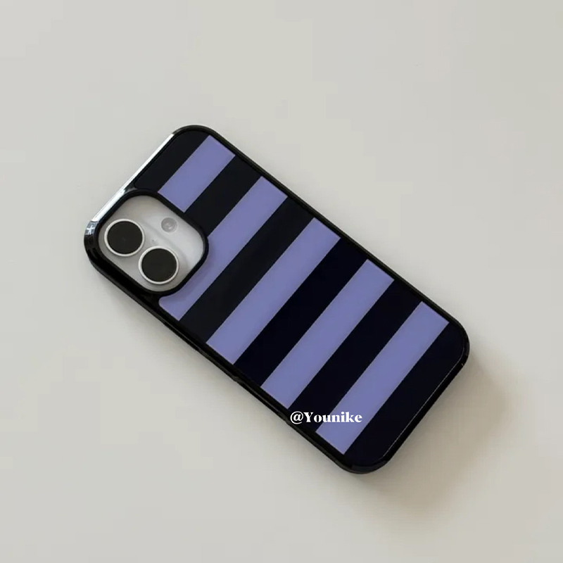 韓国風紫黒ストライプ柄iPhoneケース iPhone 17 - Phone Cases Purple のレビューと価格