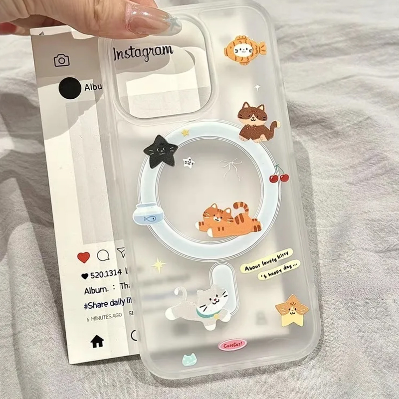 シンプルで面白い可愛い猫柄のMagSafe対応ワイヤレス充電 - Phone Cases Quirky のレビューと価格