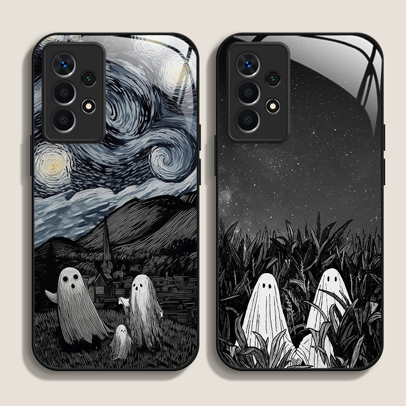 面白い幽霊の抽象芸術柄強化ガラス製スマホケース、Samsun - Phone Cases Funny のレビューと価格