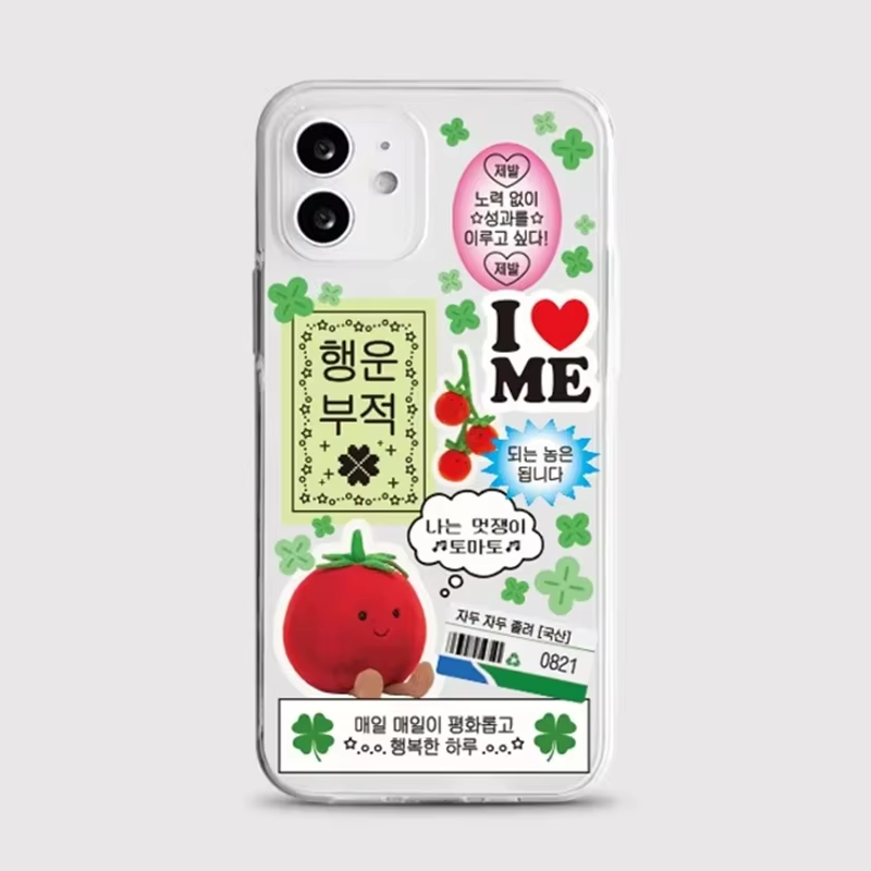 韓国風可愛い四つ葉のクローバー柄スマホケース iPhone  - Phone Cases Korea のレビューと価格