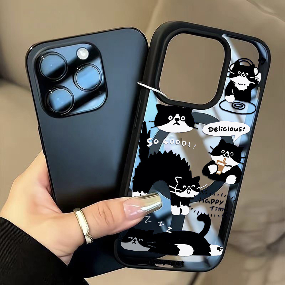 面白い黒猫ワイヤレス充電対応スマホケース iPhone 17 - Phone Cases Quirky のレビューと価格