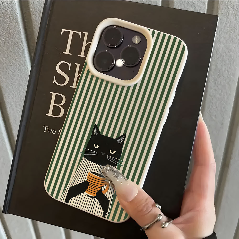 面白いコーヒー猫柄ライチソフトフォンケース iPhone 1 - Phone Cases Quirky のレビューと価格