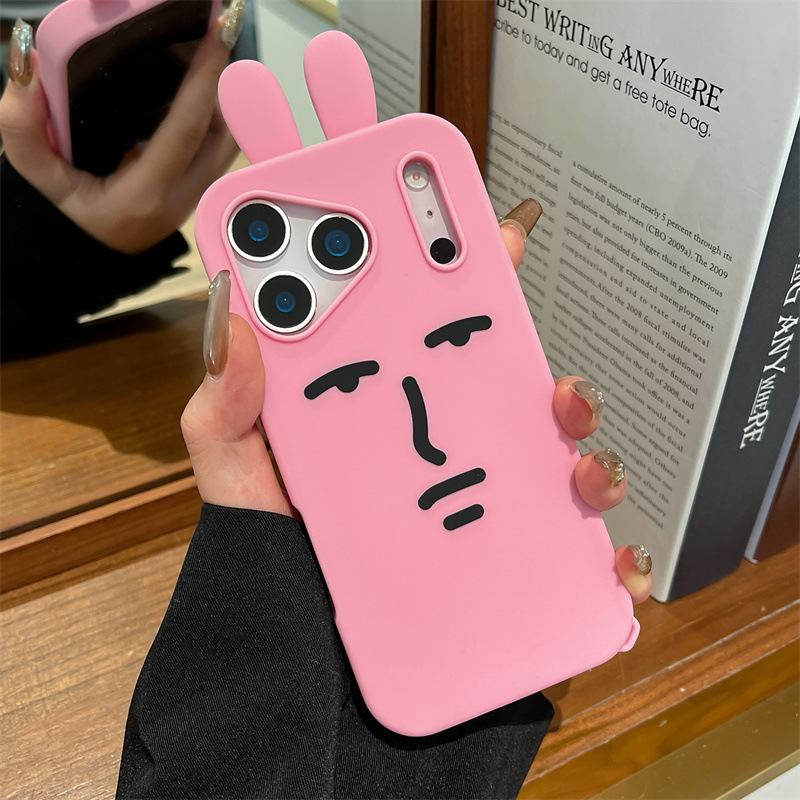 かわいい3D面白い漫画ピンクの絵文字ウサギのスマホケース i - Phone Cases Quirky のレビューと価格
