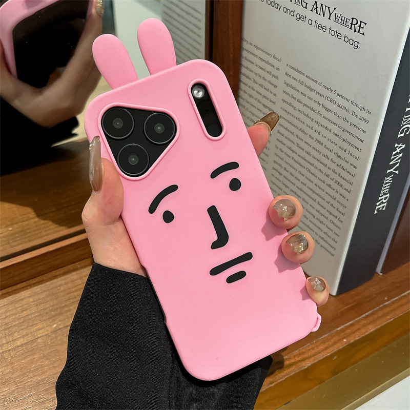かわいい3D面白い漫画ピンクの絵文字ウサギのスマホケース i - Phone Cases Quirky のレビューと価格