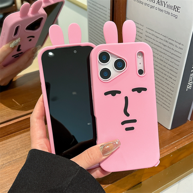 かわいい3D面白い漫画ピンクの絵文字ウサギのスマホケース i - Phone Cases Quirky のレビューと価格