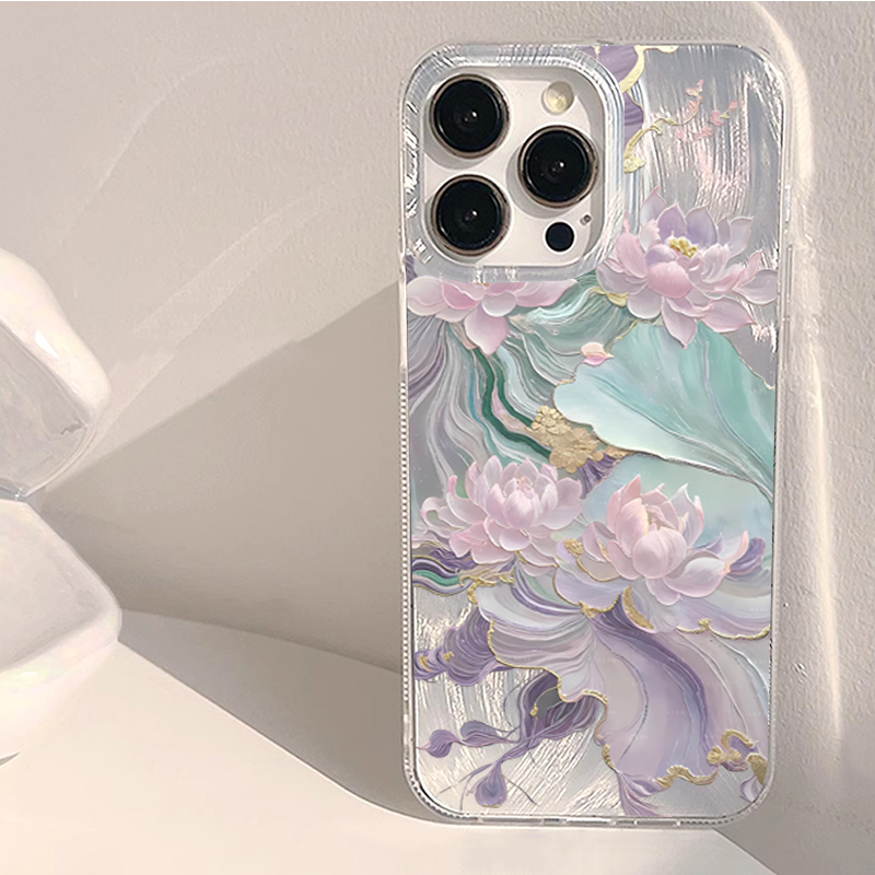 夢のような紫の蓮柄の美的スマホケース iPhone 17 P - Phone Cases Purple のレビューと価格