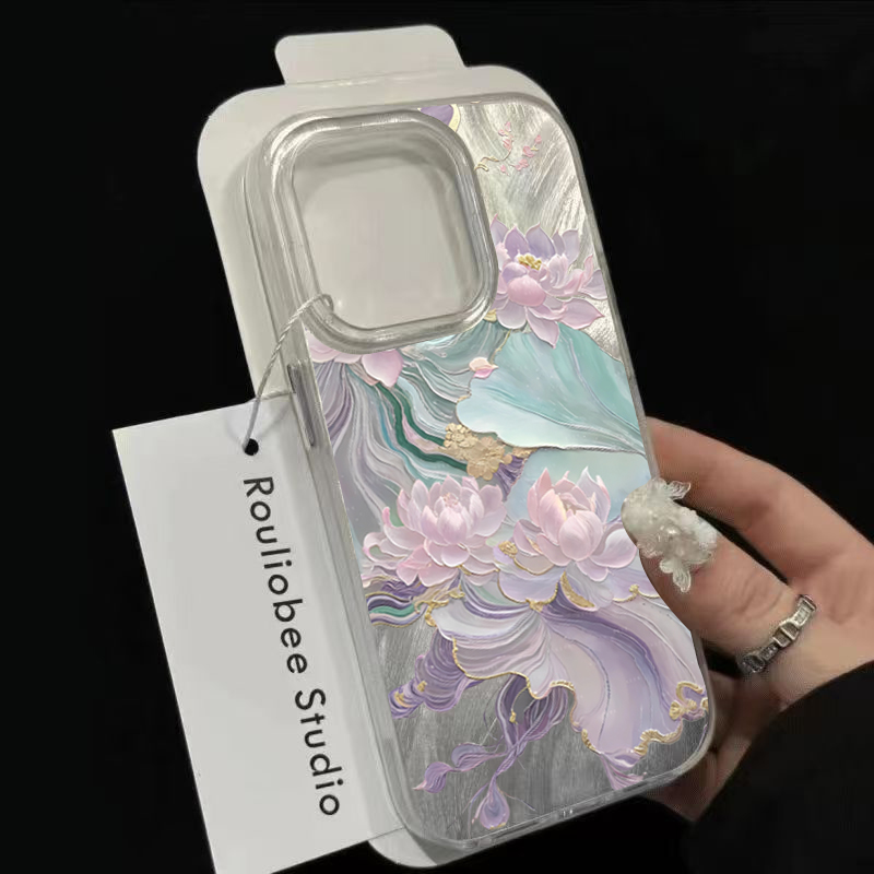 夢のような紫の蓮柄の美的スマホケース iPhone 17 P - Phone Cases Purple のレビューと価格
