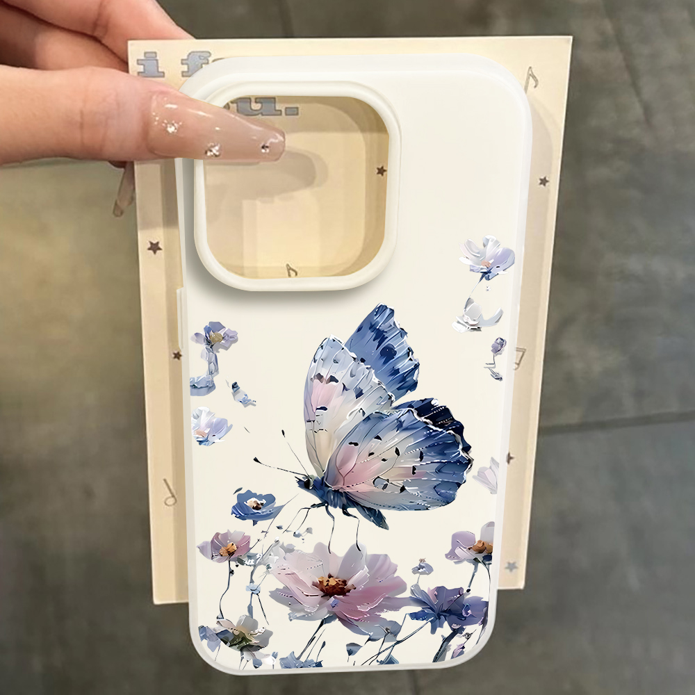 水彩画風青紫の蝶と花柄のスマホケース Samsung Gal - Phone Cases Purple のレビューと価格