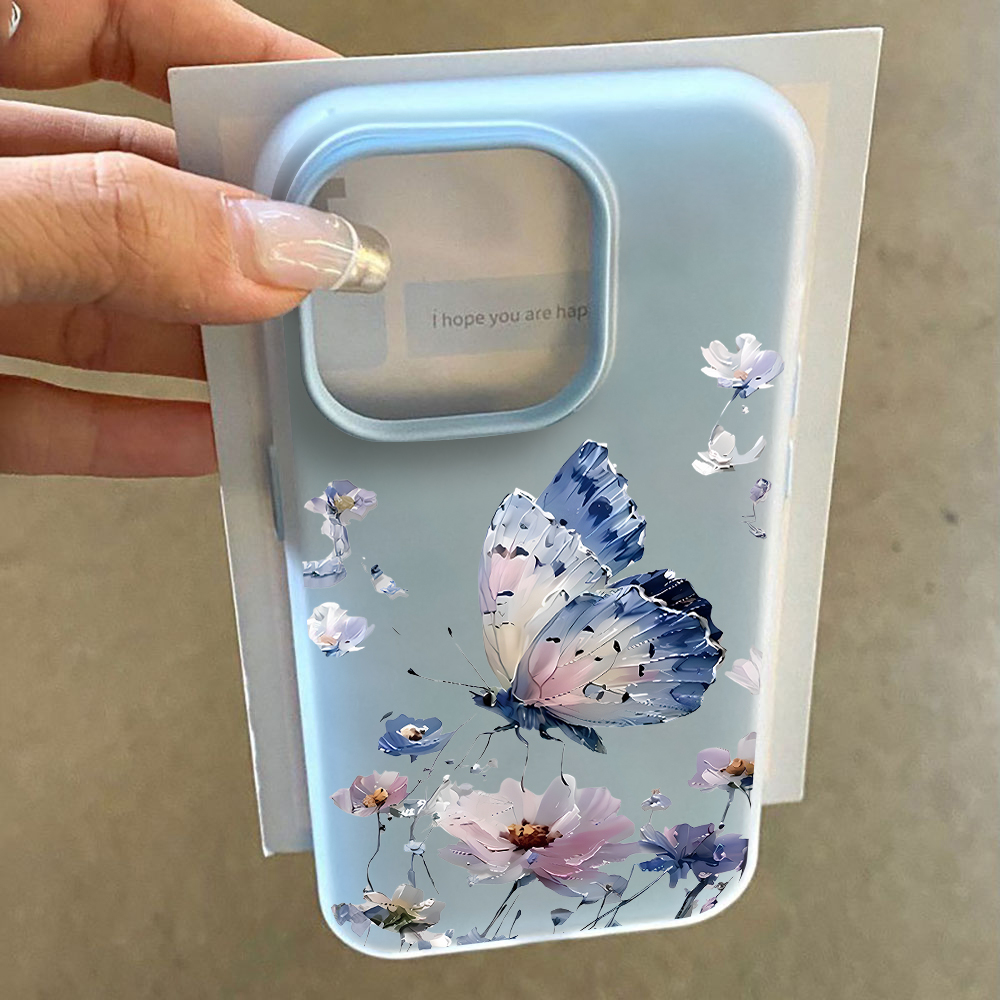 水彩画風青紫の蝶と花柄のスマホケース Samsung Gal - Phone Cases Purple のレビューと価格