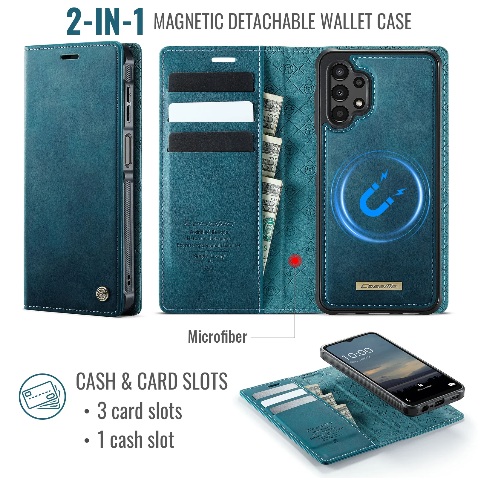 Caseme-C49 フォリオ型着脱式マグネット留めウォレッ - Leather Folio Wallet Case のレビューと価格