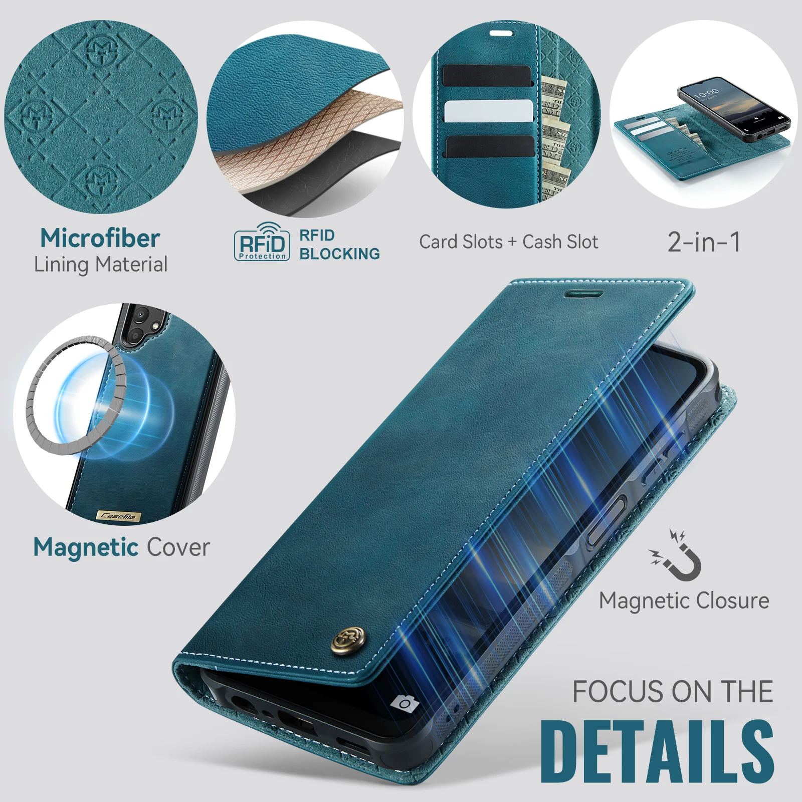 Caseme-C49 フォリオ型着脱式マグネット留めウォレッ - Leather Folio Wallet Case のレビューと価格