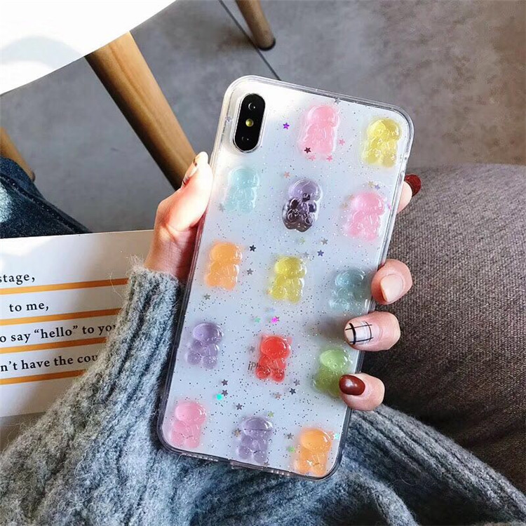 かわいい3Dカラフルなくまのドロップグルー付きiPhone  - Phone Cases Drop Proof のレビューと価格