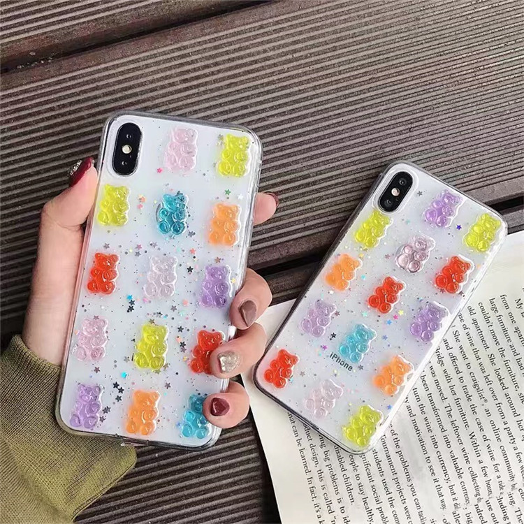 かわいい3Dカラフルなくまのドロップグルー付きiPhone  - Phone Cases Drop Proof のレビューと価格