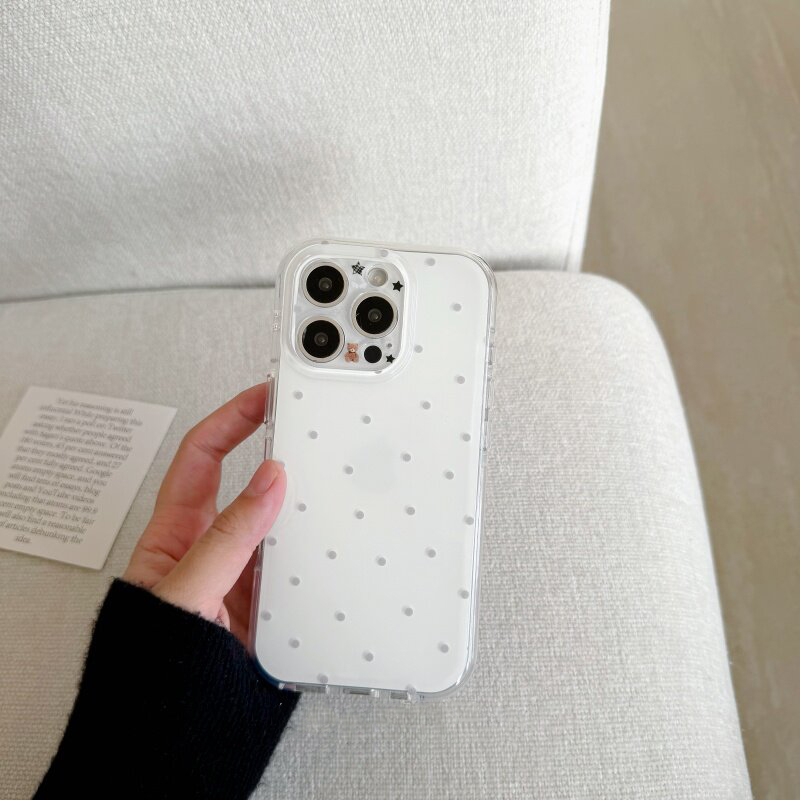 韓国の白と紫の水玉模様のiPhoneケース iPhone 1 - Phone Cases Purple のレビューと価格