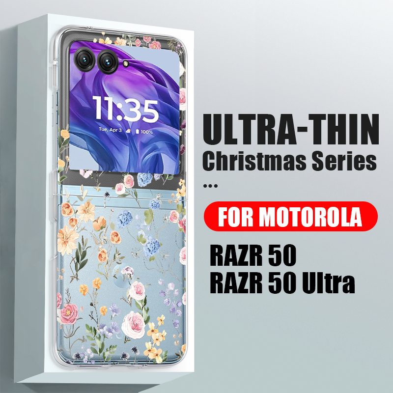 白い花柄電話ケースモトローラ Razr 60 50 40 ウ - Phone Cases Hard のレビューと価格