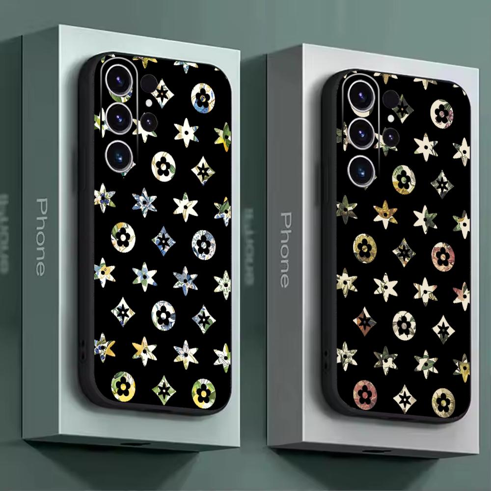 繰り返しパターンの高級ロゴデザイン入りソフトブラックスマホケ - Phone Cases Samsung S23 のレビューと価格