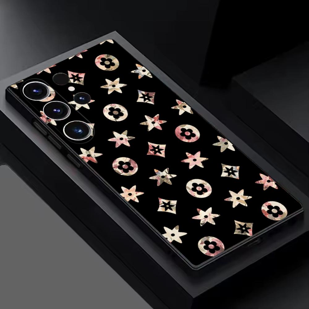 繰り返しパターンの高級ロゴデザイン入りソフトブラックスマホケ - Phone Cases Samsung S23 のレビューと価格