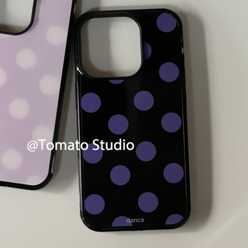 韓国風ファッション パープルポルカドット柄 iPhoneケー - Phone Cases Korea のレビューと価格