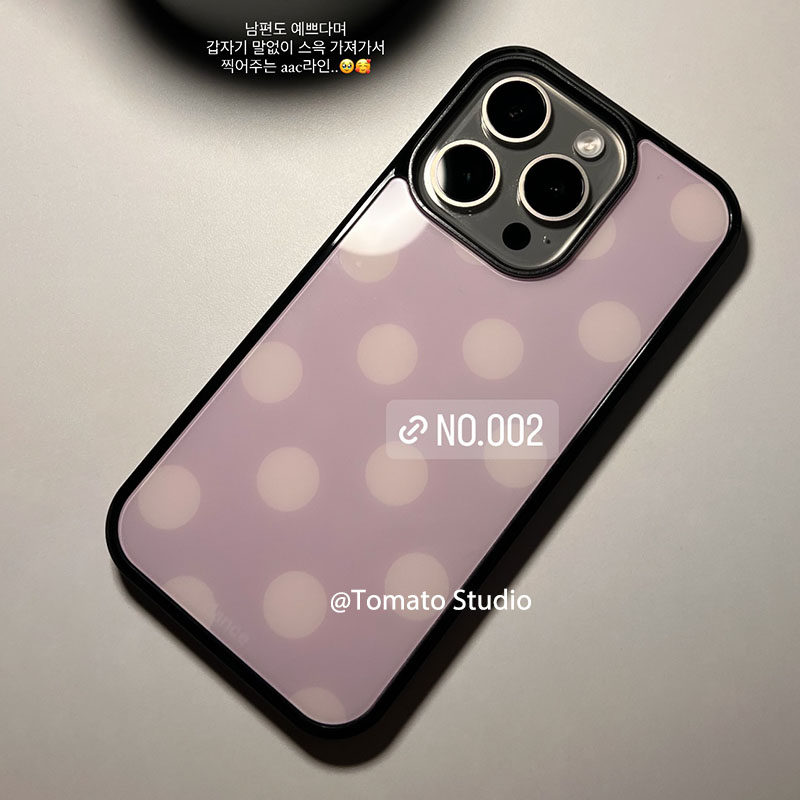 韓国風ファッション パープルポルカドット柄 iPhoneケー - Phone Cases Korea のレビューと価格