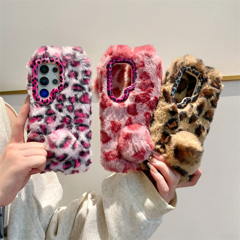 ラグジュアリー3Dレオパードプリントラビットプラッシュスマホ - Phone Cases Samsung のレビューと価格