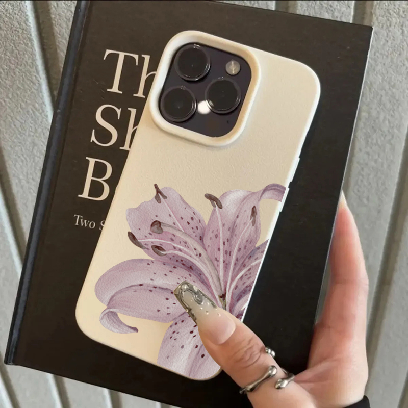 紫のユリの花柄iPhoneケース iPhone 17 16  - Phone Cases Purple のレビューと価格