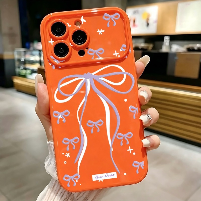 大きな紫色のリボンと星のドゥードゥルプリントのiPhoneケ - Phone Cases Purple のレビューと価格