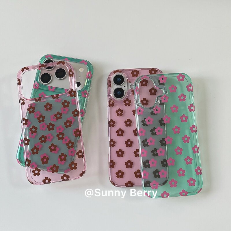 韓国風の夏らしいカラフルな花柄のiPhoneケース iPho - Phone Cases Korea のレビューと価格