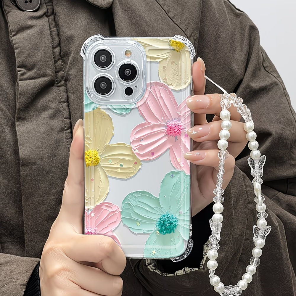 カラフルな花柄クリアTPU四隅耐衝撃スマホケース iPhon - Phone Cases Drop Proof のレビューと価格