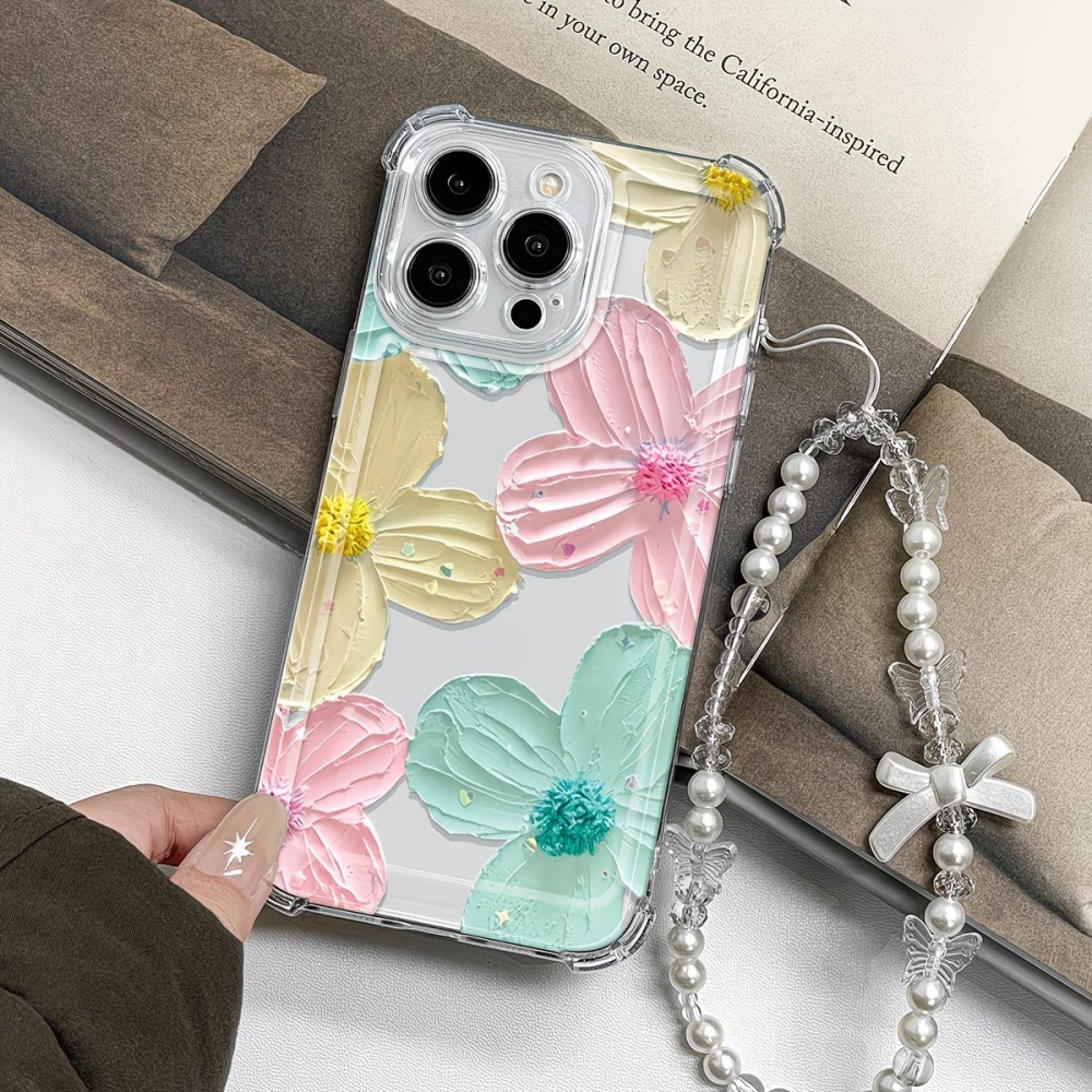 カラフルな花柄クリアTPU四隅耐衝撃スマホケース iPhon - Phone Cases Drop Proof のレビューと価格