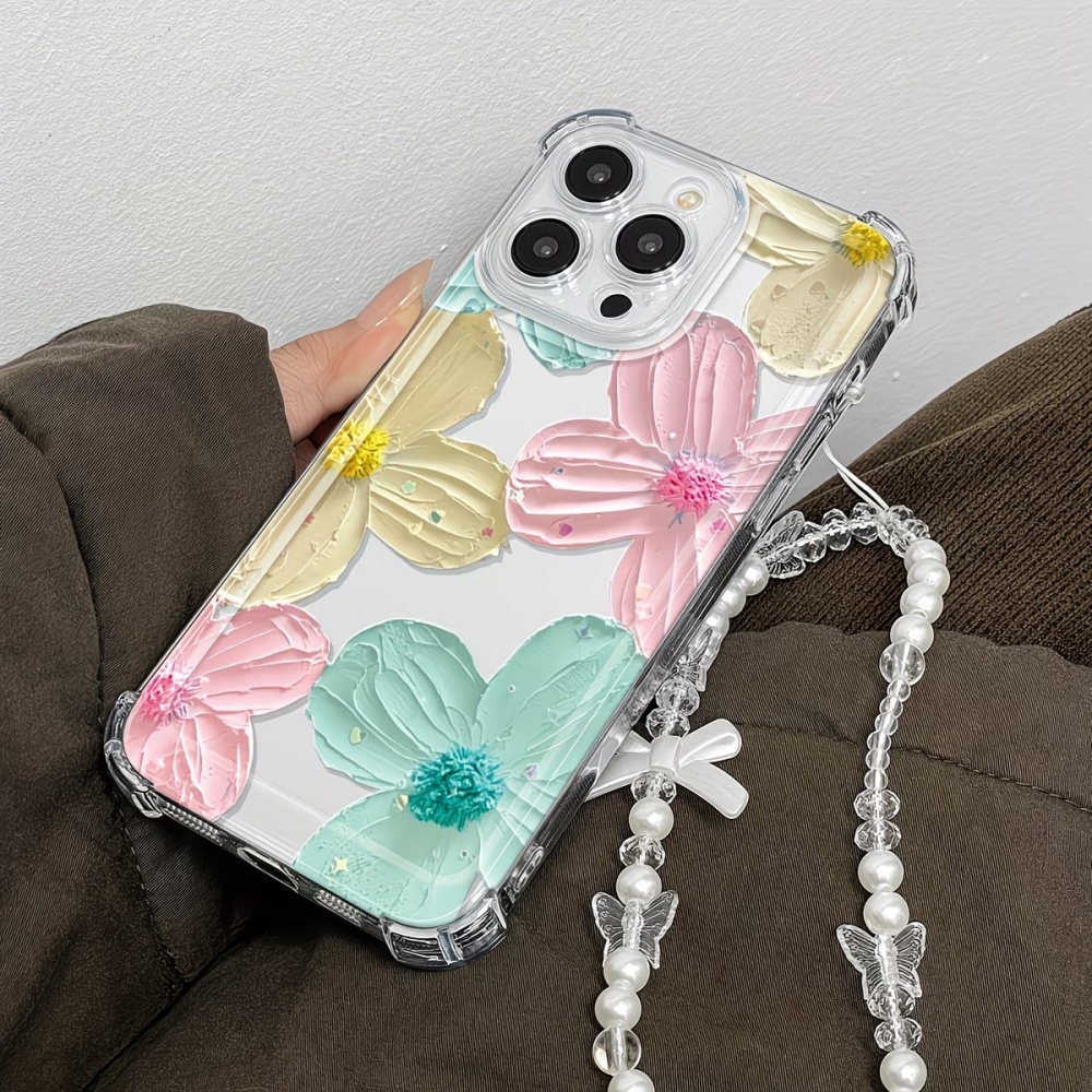 カラフルな花柄クリアTPU四隅耐衝撃スマホケース iPhon - Phone Cases Drop Proof のレビューと価格