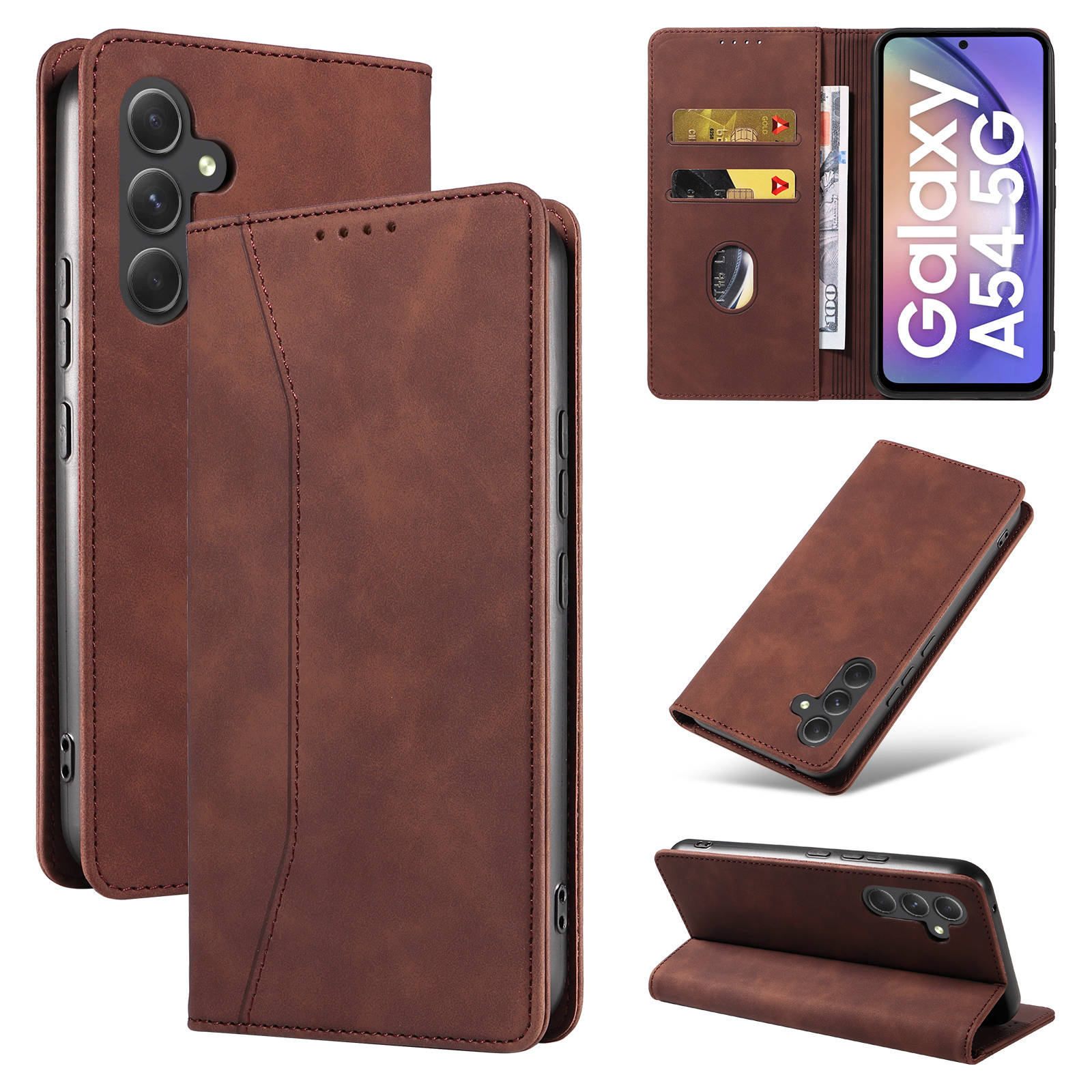 サムスンギャラクシー用磁気フリップウォレットケース、レザーケ - Leather Folio Wallet Case のレビューと価格